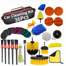 36-Piece Car Detailing Brush Kit for Interior/Exterior Cleaning – Wheels, Vents, Dash – Portable Case, Compatible with All Vehicles