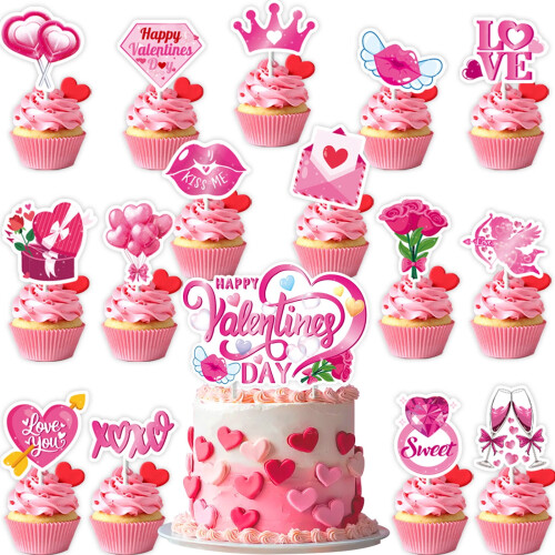 Valentinstags-Dekorationsset mit Herzgirlande, Cupcake