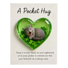 Pocket Hug Heart Cat with Greeting Cards – Long Distance & Thinking of You Gifts for Her, Him, Women, Men