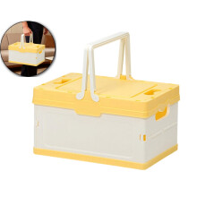 Panier de rangement pliable en plastique avec couvercle, petit bac de rangement pour cuisine, bureau, chambre, bureau ou décoration intérieure.
