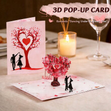 Cartão pop-up 3D "Dançando sob a Árvore do Coração" com envelope e