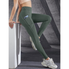 Nya högmidjade leggings för kvinnor, stretchiga yogabyxor, tights med fickor, push up, fitness, löpning, sportkläder, enfärgade byxor