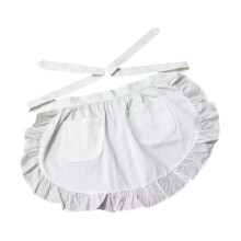 Tablier vintage YIEMEEN pour femme, orné de volants et de poches. Demi-tablier à bretelles longues, idéal pour la cuisine et les fêtes à thème.