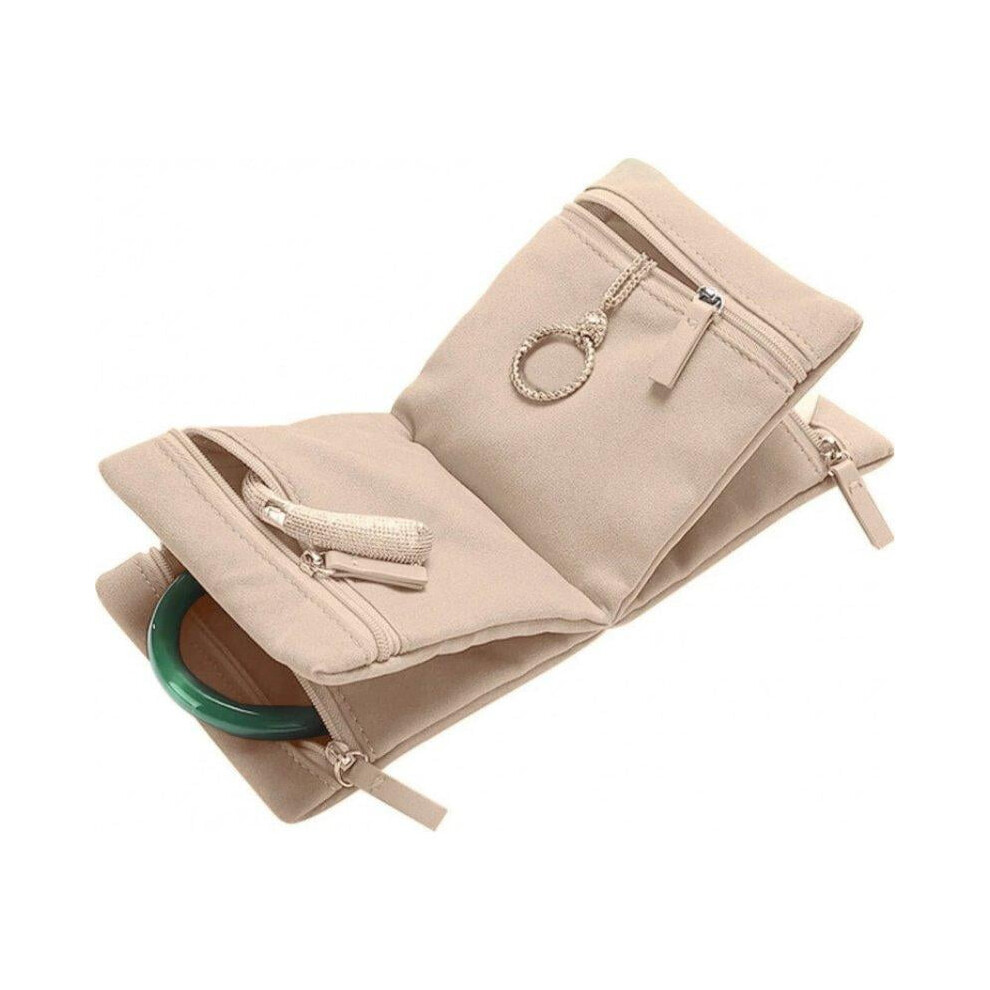 Elegant Velvet Jewelry Pouch with Zipper Compartments â Mini Travel & Cosmetic Case for Rings, Earrings, Necklaces (PU Leather, 4.5x4.5", 6 Colors)