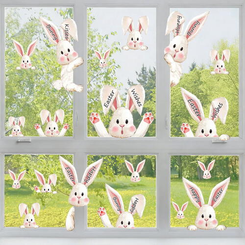 Easter window clings with bunnies and eggs, 12 pcs 1