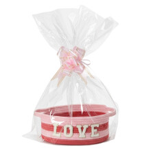Panier cadeau tressé pour la Saint-Valentin (30 x 20 x 12,5 cm), boîte décorative vide avec rubans, nœud papillon et sac – Rose, assorti à la