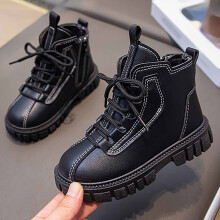 Toddler Girl British Style Lace-Up Ankle Boots, Comfortable All-Season Boots – Compatible with 4.5–5 Years, Black