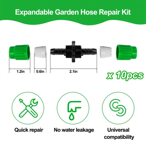 Kit de réparation de tuyau extensible – 10 pièces, vert, double canal 1