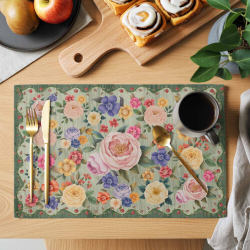 Tischsets mit Blumenmuster, 33 x 48 cm, 4er-Pack 1