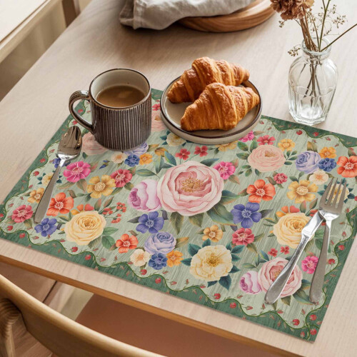 Tischsets mit Blumenmuster, 33 x 48 cm, 4er-Pack 2