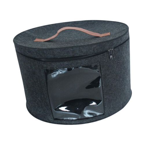 Hat Box Foldable Storage Bin Hat Storage Box Round Caps Boxes for Clothes Closet Black Small 2