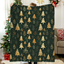 Qocolhg Christmas Blanket – 30x40", Velvet-Soft Fleece Throw with Green Tree Print, for Sofa/Bed, Compatible with Holiday Decor