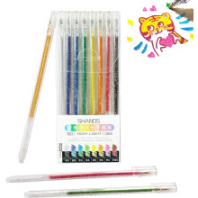 8 farver glitter gelpenne 1,0 mm fed spids livlig glitrende farvet pen til malebøger, kreative journaler, kruseduller, tegninger, 8 stk.