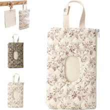 2026 New Quilted Wipe Holder Floral Quilted Diaper Pouch, Portable Mommy Bag for Travel Stroller, Daily Casual (White,2 Pack)