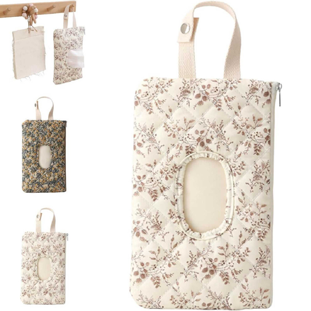 2026 New Quilted Wipe Holder Floral Quilted Diaper Pouch, Portable Mommy Bag For Travel Stroller, Daily Casual (,2 Pack) White