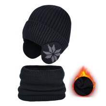 Sraith Beanie Cluas agus Scairf do Pháistí, Hata Cniotáilte Te Geimhridh agus Téitheoir Muineál Tiubh Cosanta Sciála, Sraith Scairf Hata Ceann