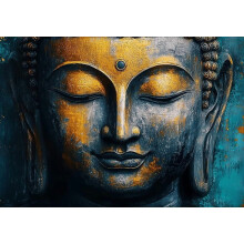 Tableau moderne sur toile de Bouddha – Portrait de statue zen, décoration pour salle de yoga, compatible avec les cadres standards
