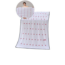 Yoloke Valentijnsdag badhanddoek voor stellen – Absorberend, kleurecht polyester, hartvormig geweven, pluisvrij, krimpbestendig – voor strand en