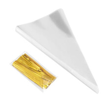 100 Pieces Cone Shaped Clear Packaging Bags With Ties, 1325Cm Size, For Candy Cookie Diy Craft Party Favors And Small Gift Wrapping