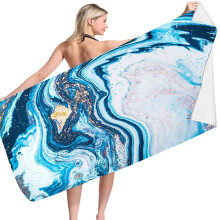 100% katoenen strandhanddoeken | Set van 2 marineblauwe zwembadhanddoeken van 76 x 152 cm voor volwassenen en kinderen | Absorberende en sneldrogende