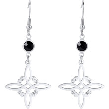 Stainless Steel Crescent Goddess Black Birthstone Witches Knot Earrings Triple Moon Wicca Pentagram Gothic Celtic Knot Drop Earrings