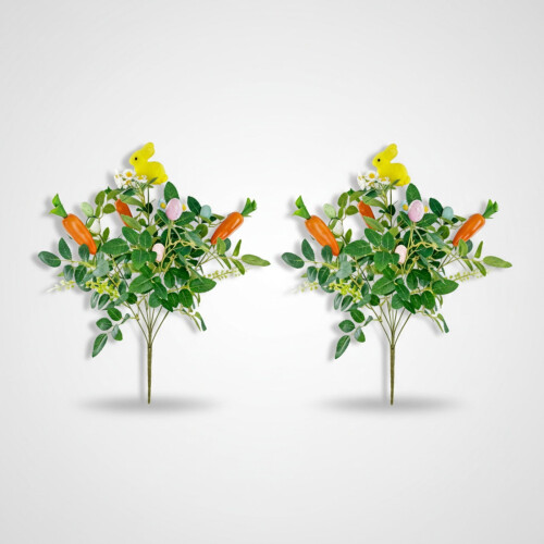 Kunstig påskeblomstbuket med kaninæg og gulerødder