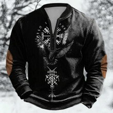 Age Norse Mythology Midweight Pullover Sweater For With Half Zip Neck Design