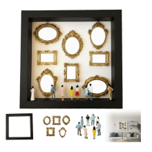 DIY Mini Museum Silhouette Box – Shadow Box Display Kit with Mini Figurines & Gold Frames, Life-in-a-Box Travel Frame, Valentine's/Anniversary