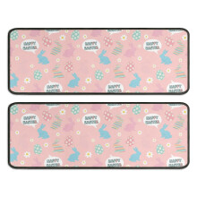 Easter and Speech Bubbles Pink Pattern Kitchen Rugs Set Of 2, 17"X47" Anti-Fatigue Non-Slip Washable Decorative Mats for Kitchen