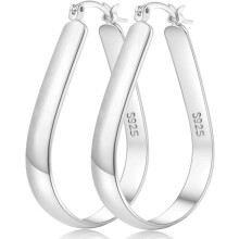 5mm Wide Sterling Silver Hoop Earrings for Women – Hypoallergenic, Lightweight, Compatible with 30/40/65mm Sizes