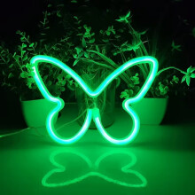 Nástenná dekorácia s LED neónovým svetlom motýľ, napájaná z USB a batérií