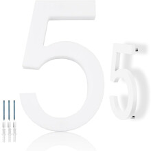 Numéros de maison flottants modernes blancs de 15 cm pour porte d'entrée, rue, appartement – Plaque d'adresse haute visibilité (Compatible avec