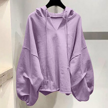 Női alkalmi, kapucnis, bő, hosszú ujjú, egyszínű pulóver felső, laza, könnyű, kapucnis felsők mindennapi viseletre, 2XL