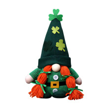 Decorațiune de pluș cu trifoi de Ziua Sfântului Patrick, păpuși gnome irlandeze din trifoi de 9 inch, decor pentru masă, casă și cadouri de