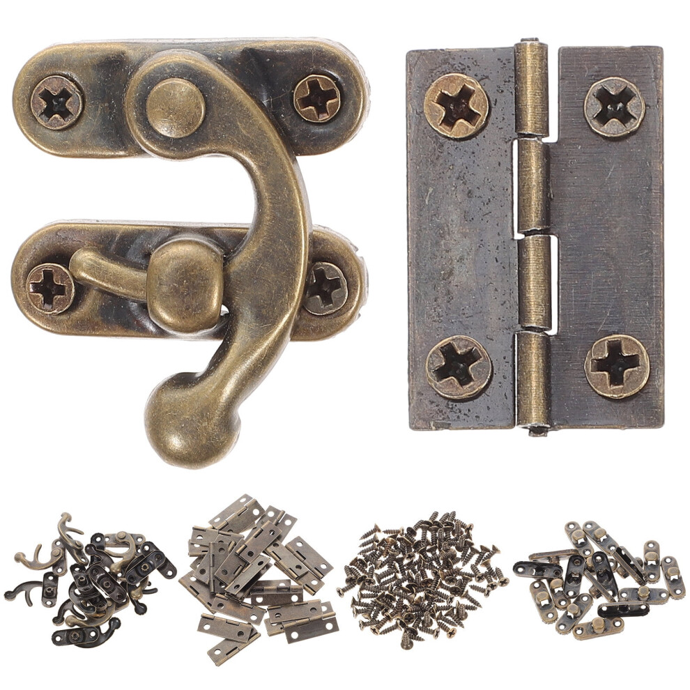 Small Hinge Swing Arm Latch Set - Antique Style Hasp Hinge Hardware Replacement Kit 9152228399167