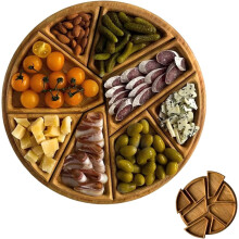 Plateau de service puzzle en bois avec 8 compartiments amovibles