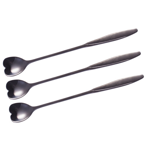 Cuillère à fleurs en acier inoxydable noir, lot de 3 1