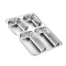 Plateau de cafétéria multi-compartiments en acier inoxydable pour adultes, étudiants et enfants, assiette à déjeuner divisée pour la maison