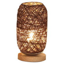 Kiárusítás! LED lámpa kiárusítás Fa rattan zsineg gömblámpák asztali lámpa szoba otthon művészet dekoráció íróasztal világosbarna