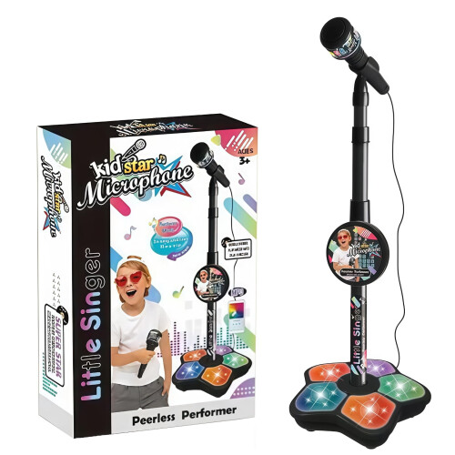 Mini Karaoke Microphone Toy with LED Lights, 1 Piece