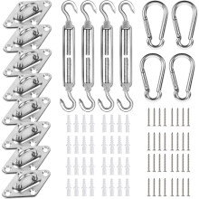 Kit de fixation pour voile d'ombrage rectangulaire robuste de 20 cm (8 pouces) en acier inoxydable 316, idéal pour terrasse, jardin, pelouse ou