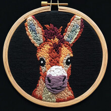 Cute Baby Donkey Punch Needle Kit for Beginners – DIY Yarn Embroidery Set with Printed Pattern & Hoop (20x20cm), Compatible with Standard Punch