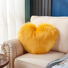 Pink Heart Fluffy Fur Pillow – Decorative Bed & Sofa Accent, Galentine's Day Gift, Compatible with Bedroom, Dorm & Living Room