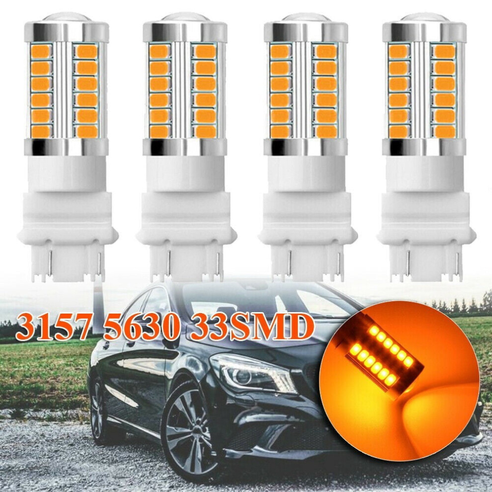 4Pcs 3157 3457 3057 Signal 33Smd Backup Reverse Tail Turn Led Bulb Amber/Light 9130661866590