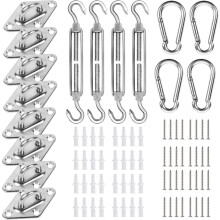 Kit de fixation pour voile d'ombrage, 80 pièces en acier inoxydable