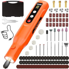 Mini Cordless Rotary Tool Kit (113 pcs), 3.7V 5-speed, LED screen/ring light, USB-C charging, compatible with engraving/sanding/DIY