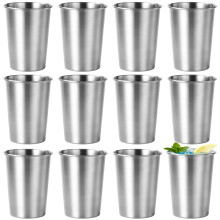 Lot de 12 gobelets isothermes en acier inoxydable 500 ml (16,9 oz) argentés