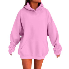 Hættetrøjer til kvinder, ensfarvet hættetrøje med sænkede skuldre og lommer - komfortabel og stilfuld sweatshirttop, damehættetrøjer, 4XL