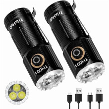 ZCSmall Wiederaufladbare Taschenlampe 2er-Pack, 3500LM USB-C LED-Taschenlampe, Kompakte wasserdichte Taschenclip-Lampe für Camping, Wandern, EDC,