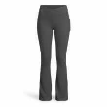 Pigernes flare leggings med lommer V-kryds yogabukser med høj talje og brede ben